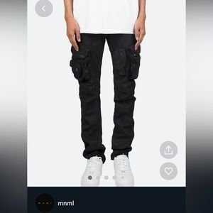 Mnml Black Wax Cargo Pants